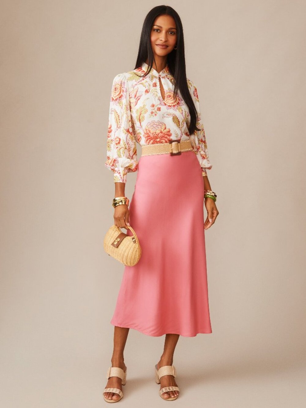 J McLaughlin Adelyn Silk Blend Skirt - Soft Coral NEW